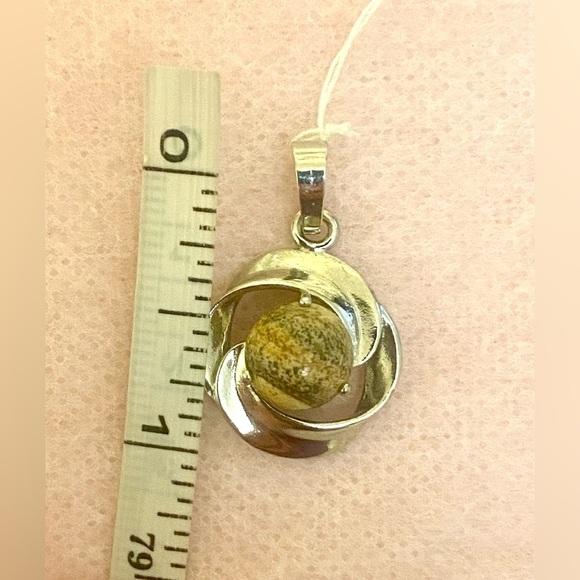 3 natural stones pendants. Metal is stainless steel. - Picture 3 of 9